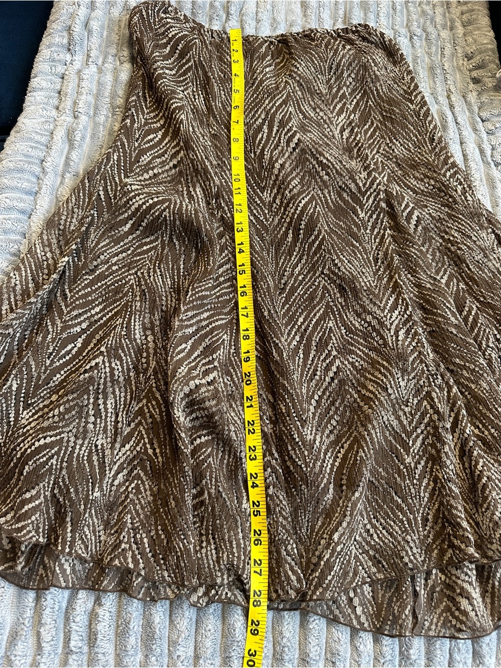 Chico's vintage silk Brown & Cream Patterned Circle Skirt - Picture 5 of 5